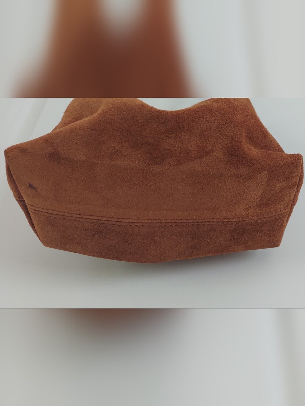 Suede Shoulder Hobo Bag in Cognac Brown - Picture 4 of 4